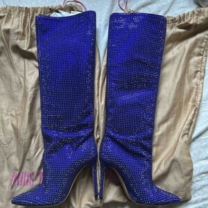 Paris Texas Shimmering Blue Embellished Boots